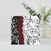 Vine Damask en Rozen Gothic Wedding Kaart (Staand voorkant)