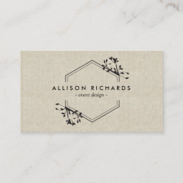  Vine en Blad Embleem op Linnen Visitekaartje