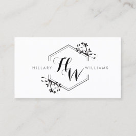 Vine en Blad Monogram Embleem Visitekaartje