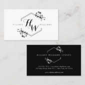  Vine en Blad Monogram Embleem Visitekaartje (Voorkant / Achterkant)