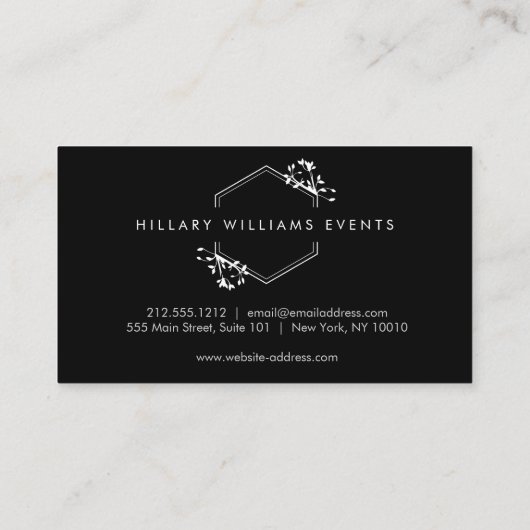 Vine en Blad Monogram Embleem Visitekaartje (Achterkant)