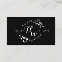 Vine en Blad Monogram Embleem Visitekaartje