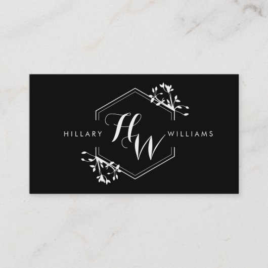  Vine en Blad Monogram Embleem Visitekaartje (Voorkant)