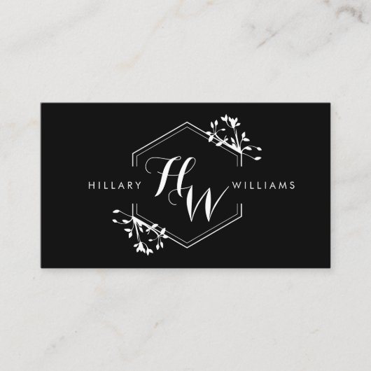  Vine en Blad Monogram Embleem Visitekaartje (Voorkant)