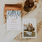 Vine Greenery Blauw Bloemen Huwelijk Save The Date