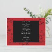 Vine Heart Red en Black Birthday Invitation Kaart (Staand voorkant)