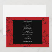 Vine Heart Red en Black Birthday Invitation Kaart (Voorkant / Achterkant)