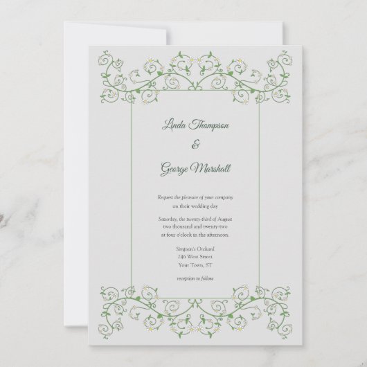 Vine Heart Trellis Light Grey Wedding Invitation (Voorkant)
