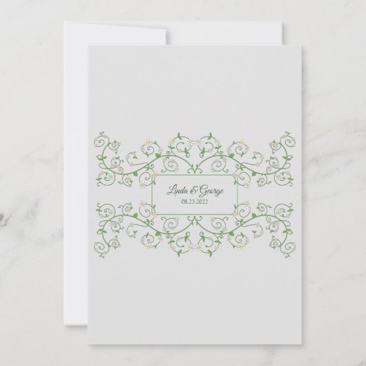 Vine Heart Trellis Light Grey Wedding Invitation (Achterkant)