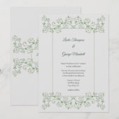 Vine Heart Trellis Light Grey Wedding Invitation (Voorkant / Achterkant)