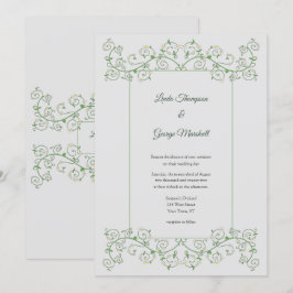 Vine Heart Trellis Light Grey Wedding Invitation