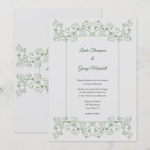 Vine Heart Trellis Light Grey Wedding Invitation