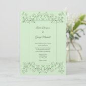 Vine Heart Trellis Mint Green Wedding Invitation (Staand voorkant)