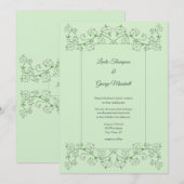 Vine Heart Trellis Mint Green Wedding Invitation (Voorkant / Achterkant)
