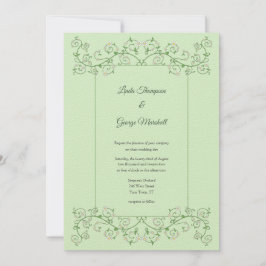 Vine Heart Trellis Mint Green Wedding Invitation