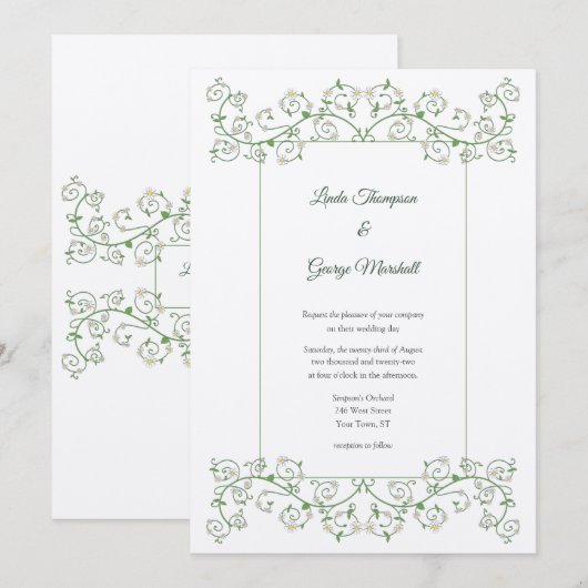 Vine Heart Trellis Wedding Invitation (Voorkant / Achterkant)