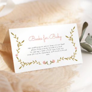 Vine & Pink Floral Baby shower Boeken voor Baby Informatiekaartje
