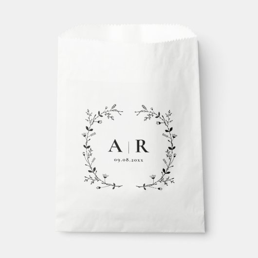 Vine Scroll Wedding Treat Sack, Cookie of Goody Bedankzakje (Voorkant)