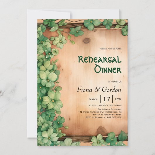 Vine St. patricks Dag bruiloft repetitie diner Kaart (Voorkant)