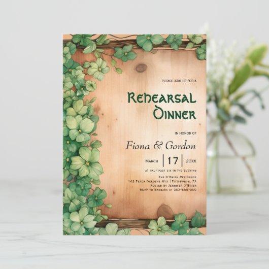 Vine St. patricks Dag bruiloft repetitie diner Kaart (Staand voorkant)