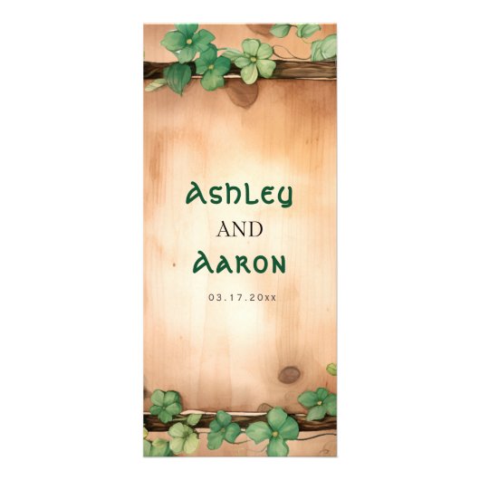 Vine St Patrick's Day BUDGET bruiloft menukaart Reclamekaart (Achterkant)