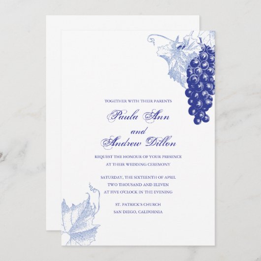 Vine Wedding Uitnodiging (Voorkant / Achterkant)