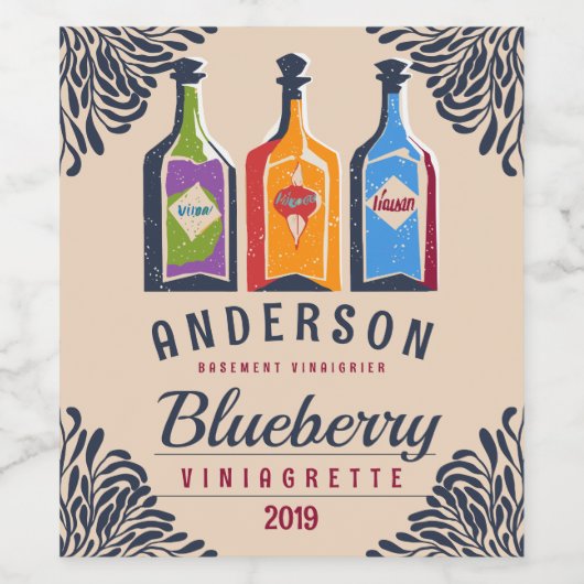 Vineger flessen fruit of kruiden gearomatiseerd vi wijn etiket (Enkel label)