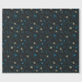 Vines Flowers Botanisch Sinaasappel Blue Christmas Cadeaupapier (Vlak)