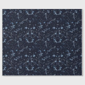 Vines Greenery Stars Polka Dots Blue Christmas Cadeaupapier (Vlak)