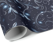 Vines Greenery Stars Polka Dots Blue Christmas Cadeaupapier (Rol Hoek)