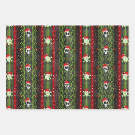 Vines O' Death Christmas Skull Skelet Santa Hat Inpakpapier Vel