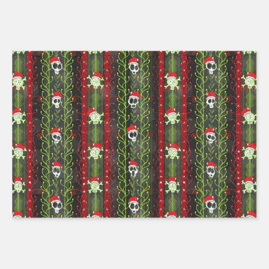 Vines O' Death Christmas Skull Skelet Santa Hat Inpakpapier Vel (Voorkant)