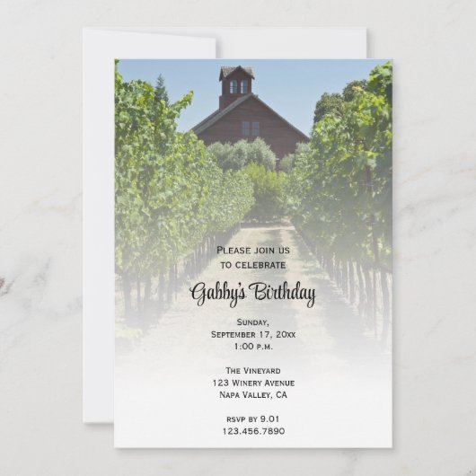 Vineyard and Red Barn Birthday Party Kaart (Voorkant)
