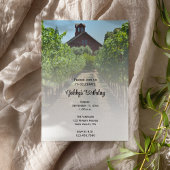 Vineyard and Red Barn Birthday Party Kaart