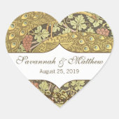 Vineyard Art Nouveau Peacocks Hart Sticker (Voorkant)