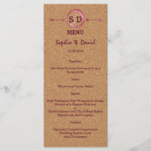 Vineyard Cork Stains Red Wine Wedding Menu (Voorkant)