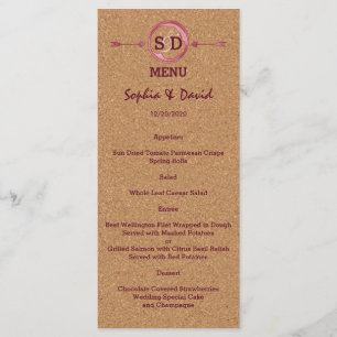 Vineyard Cork Stains Red Wine Wedding Menu