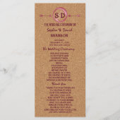 Vineyard Cork Stains Red Wine Wedding Menu (Voorkant)