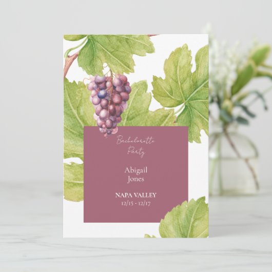 Vineyard Destination Bachelorette Party Invitation Kaart (Staand voorkant)