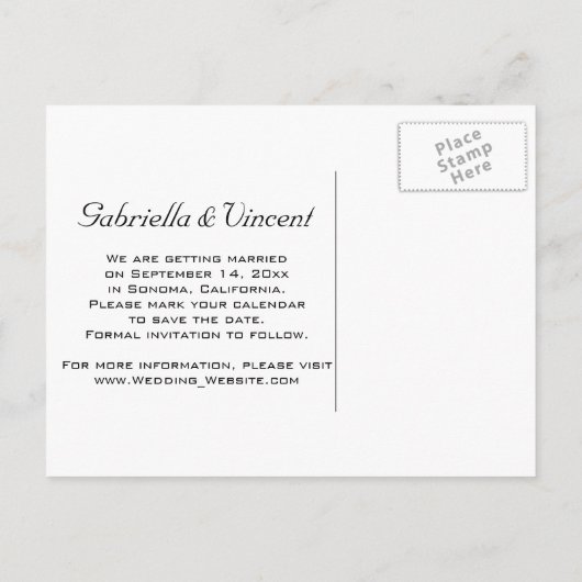 Vineyard en Rustic Barn Wedding Save the Date Aankondigingskaart (Achterkant)