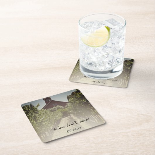 Vineyard en Rustic Red Barn Wedding Kartonnen Onderzetters (Insitu)