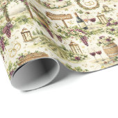 Vineyard Estate Wedding Watercolor Pattern Cadeaupapier (Rol Hoek)