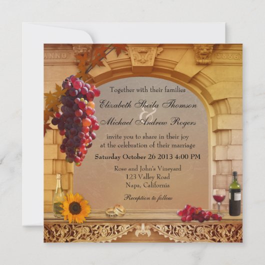 Vineyard Fall Wedding Invitation Kaart (Achterkant)