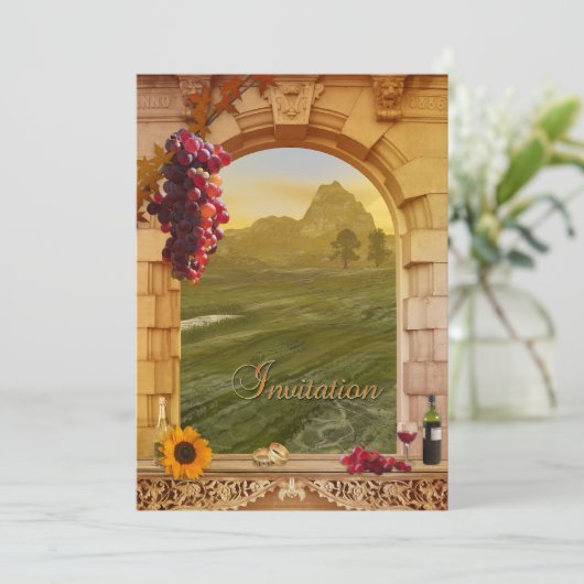 Vineyard Fall Wedding Invitation Kaart (Staand voorkant)