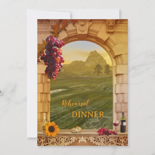 Vineyard Fall Wedding Rehearsal Dinner Invitation Kaart (Voorkant)
