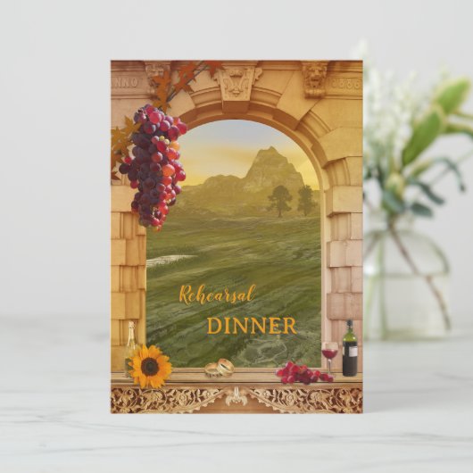 Vineyard Fall Wedding Rehearsal Dinner Invitation Kaart (Staand voorkant)