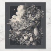 Vineyard Fantasy met druiven en fleswerk Wijn Etiket (Enkel label)