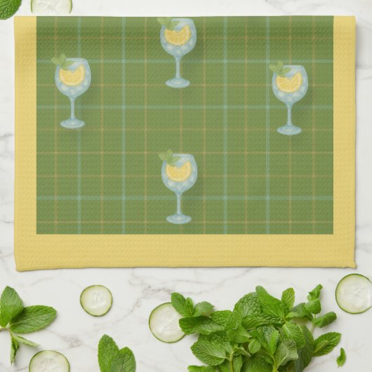 Vineyard G&T Plaid Tea Towel – Olive Theedoek (Gevouwen)