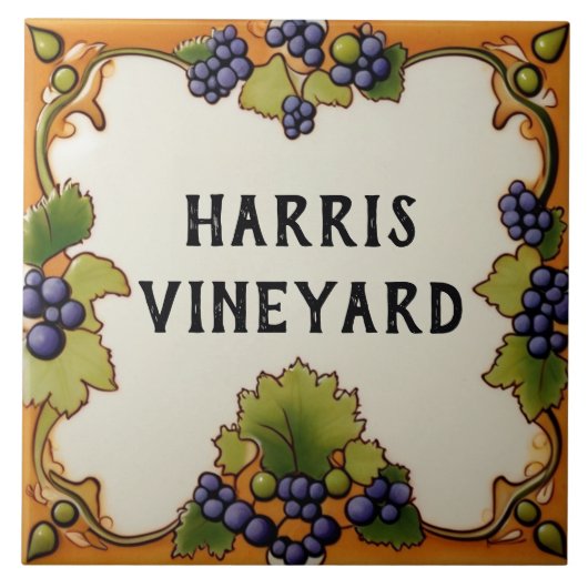 Vineyard Grape Farm Custom House Name Plate Sign Tegeltje (Voorkant)