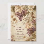 Vineyard Grape Floral Baby Shower Kaart (Voorkant)